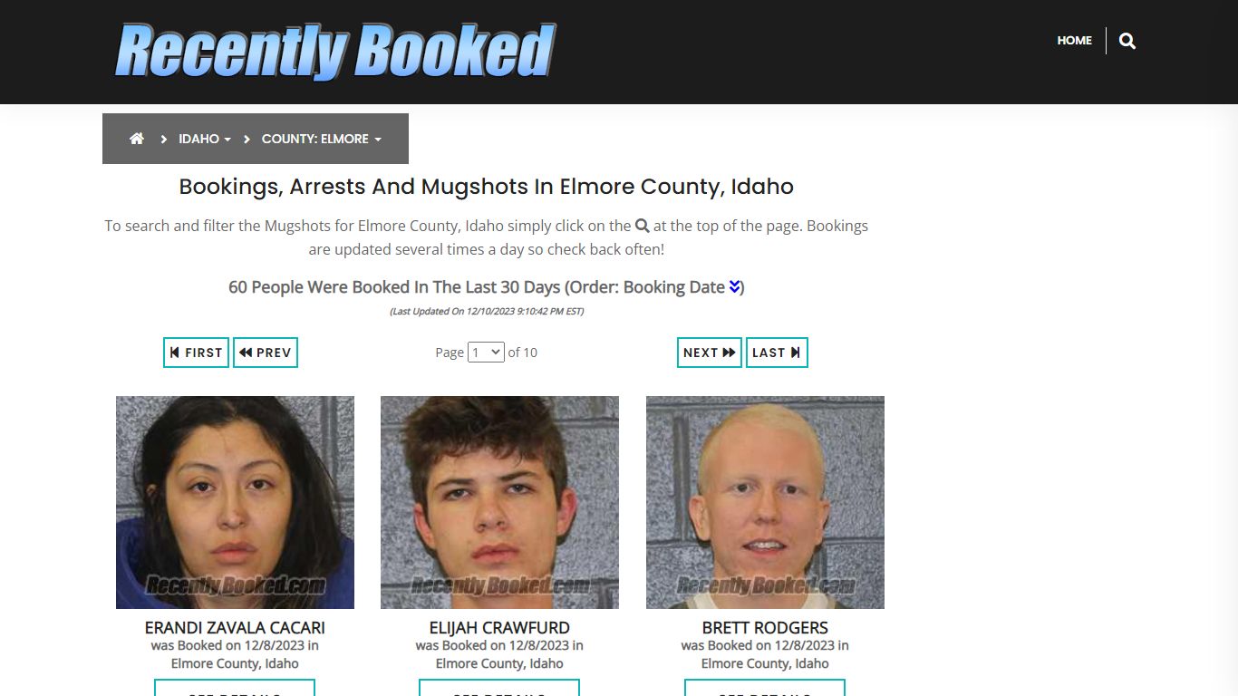 Recent bookings, Arrests, Mugshots in Elmore County, Idaho